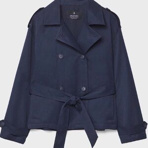 Stradivarius Women's Dark Blue Pea Coat